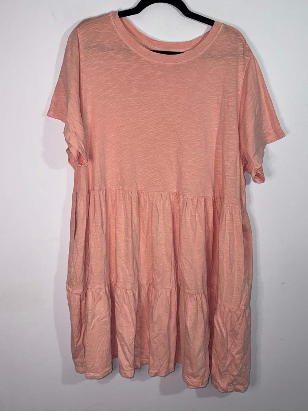 Old Navy Women’s 2X Peach Tiered Slub Cotton T-Shirt Dress Short Sleeve